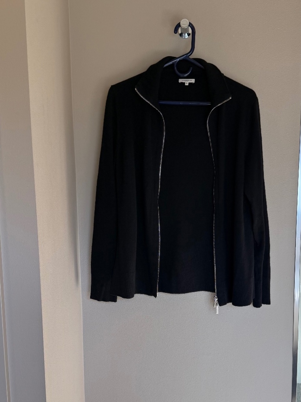 Lafayette 148 New York Wool Cashmere Zip Front Cardigan Black Size M